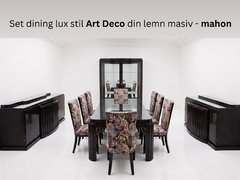 Set dining lux stil Art Deco din lemn masiv mahon - 14 piese de colectie
