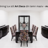 Set dining lux stil Art Deco din lemn masiv mahon - 14 piese de colectie